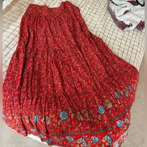 NATURAL LIFE Red and Blue Floral Maxi Skirt